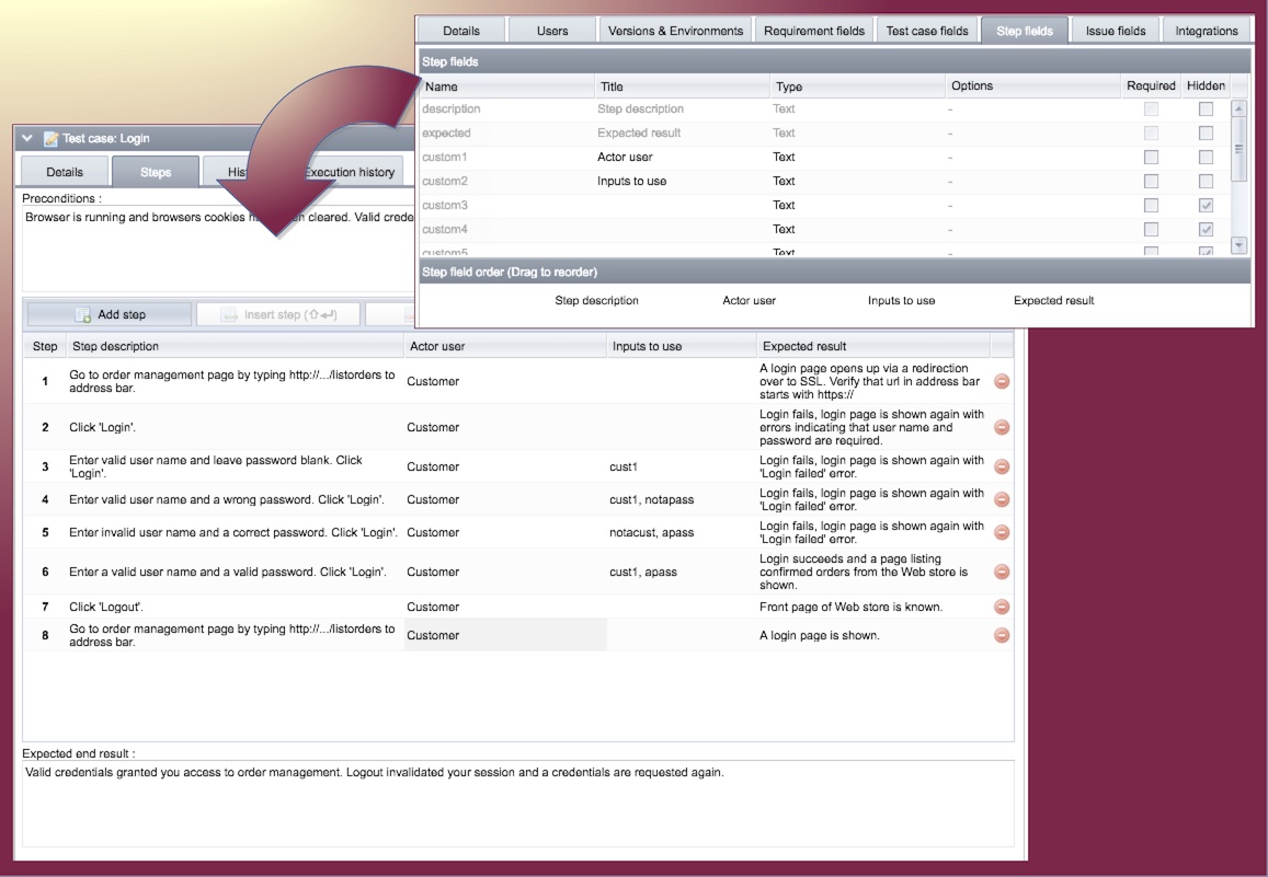 Custom fields for steps