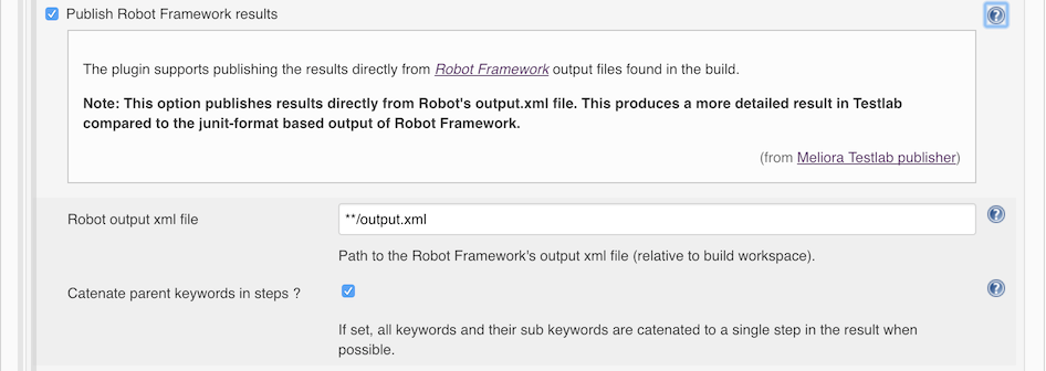 Robot Framework output support